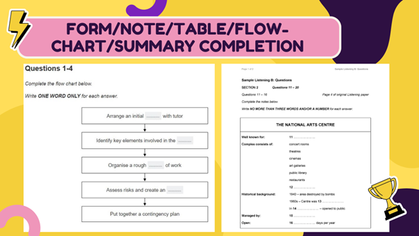 Giới thiệu dạng bài Form, note, table, flowchart, summary completion trong trong IELTS Listening